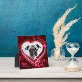 Red Neon Hearts & Love, Custom Pet Photo - Square Fotoplaat (Insitu)