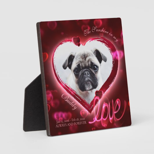 Red Neon Hearts & Love, Custom Pet Photo - Square Fotoplaat (Voorkant)
