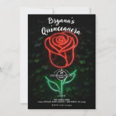 Red Neon Light Glowing Roos Ivy 15 Quinceañera Kaart (Voorkant)