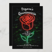 Red Neon Light Glowing Roos Ivy 15 Quinceañera Kaart (Voorkant / Achterkant)