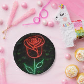 Red Neon Light Glowing Roos Ivy Sweet 16 16th Papieren Bordje (Feest)