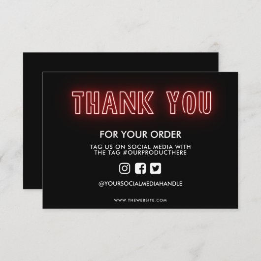 Red Neon Sign Dank u voor het mediumtussenvoegsel (Voorkant / Achterkant)
