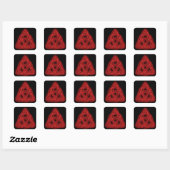 Red Neon Triquetra Vierkante Sticker (Vel)