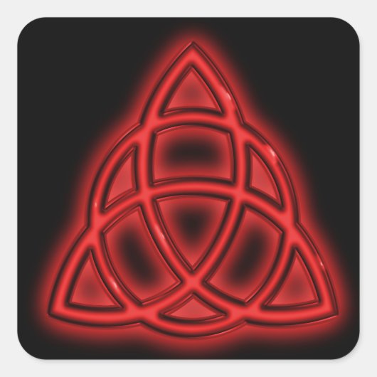Red Neon Triquetra Vierkante Sticker (Voorkant)