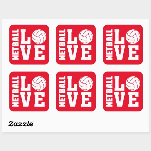 Red Netball Love Stickers (Vel)