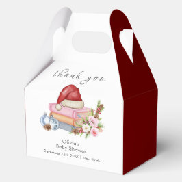 Red New Chapter Begins Winter Floral Baby Shower  Bedankdoosjes