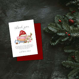 Red New Chapter Begins Winter Floral Baby Shower  Bedankkaart