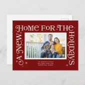 Red New Home for the Holidays Photo Feestdagenkaart (Voorkant / Achterkant)