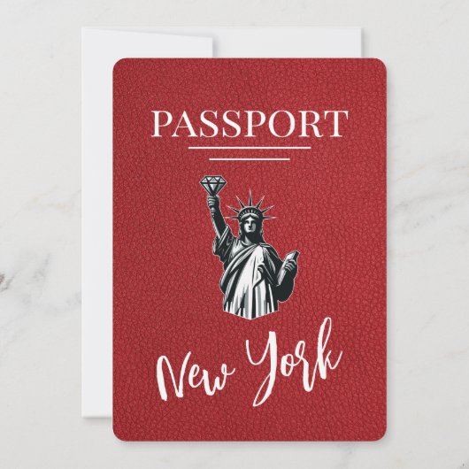 Red New York Passport Wedding Kaart (Achterkant)
