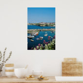 Red Newquay Harbour, Cornwall, Britse bloemen Poster (Keuken)
