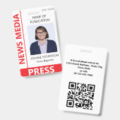 Red News Media Press Photo Badge (Front & Back)