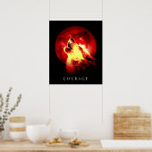 Red Night Fullmoon Motivatie Courage Wolf Poster (Keuken)