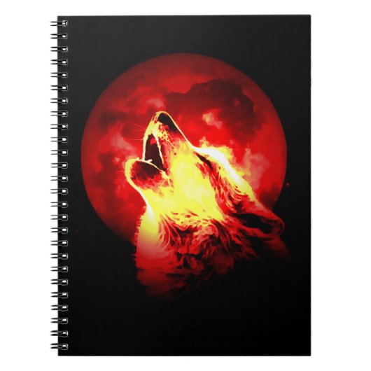Red Night & Howling Wolf Portrait Notitieboek (Voorkant)