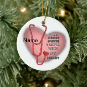 Red Night Nurse Heart-ornament Keramisch Ornament
