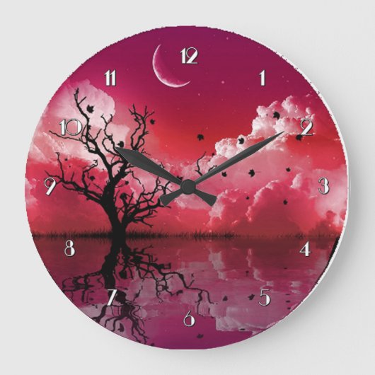 Red Night Sky reflecteert Schilderachtig wandklok (Voorkant)