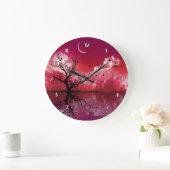 Red Night Sky reflecteert Schilderachtig wandklok (Huis)