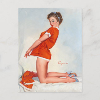 Red Nighty Pin Up Briefkaart