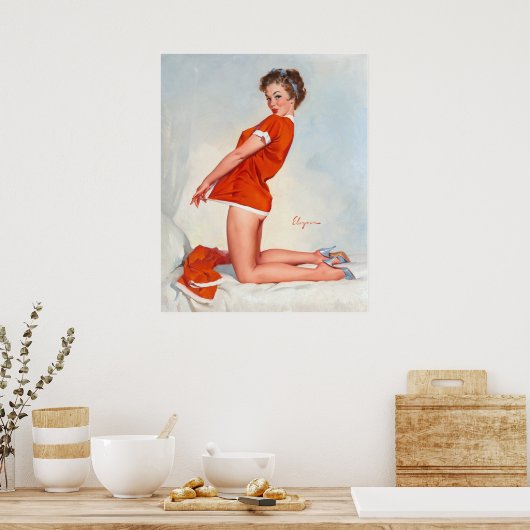 Red Nighty Pin Up Poster (Keuken)