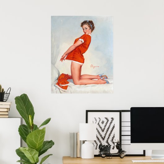 Red Nighty Pin Up Poster (Thuiskantoor)