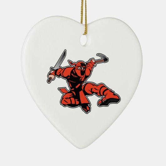 Red Ninja Attack Keramisch Ornament (Rechts)