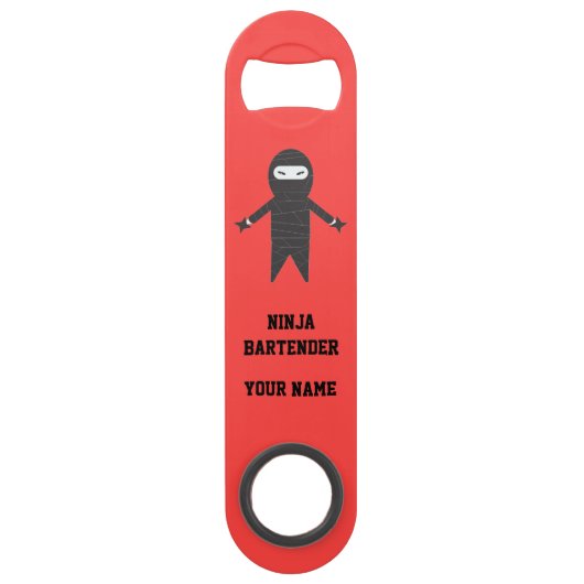 Red Ninja Bartender Aangepaste naam flesopening Speed Flessenopener (Voorkant)