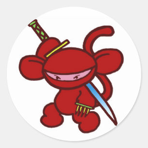 Red Ninja Claw-No Words Ronde Sticker