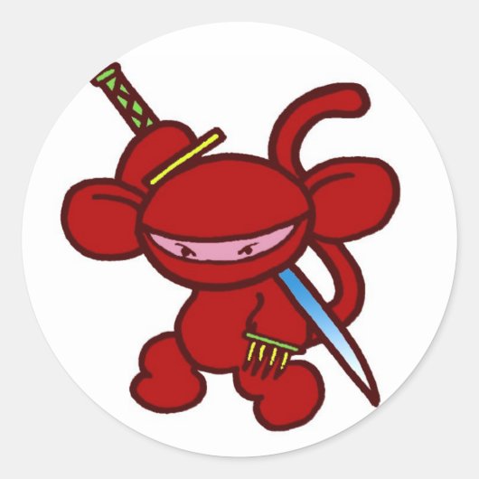 Red Ninja Claw-No Words Ronde Sticker (Voorkant)