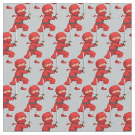 Red Ninja Design Fabric Stof