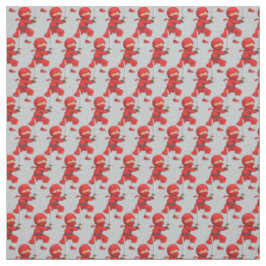 Red Ninja Design Fabric Stof