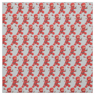 Red Ninja Design Fabric Stof