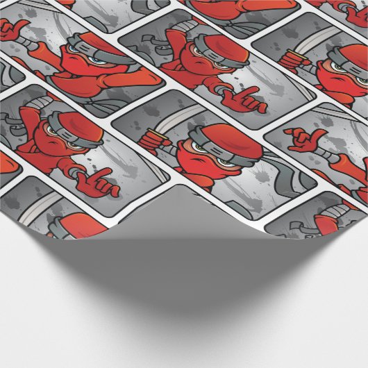 Red Ninja-ontwerp Cadeaupapier (Hoek)