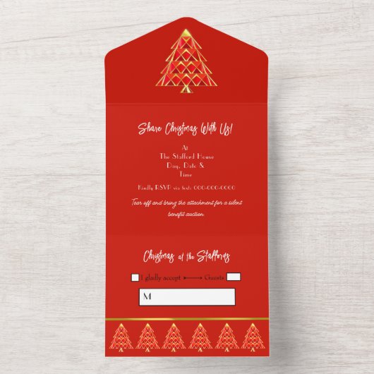 Red Noel All in One Christmas Event Uitnodiging (Binnen)