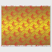 Red Noel op Gold kerstwrapppapier Cadeaupapier (Vlak)