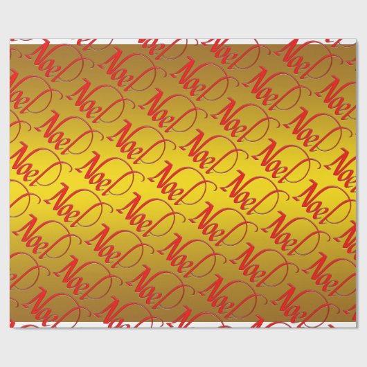 Red Noel op Gold kerstwrapppapier Cadeaupapier (Vlak)