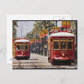 Red NOLA Streetcars Briefkaart (Voorkant / Achterkant)