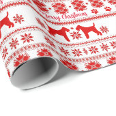 Red Nordic Airedale Terrier Dog Christmas Cadeaupapier (Rol Hoek)