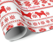 Red Nordic Alaskan Malamute Dog Christmas Cadeaupapier (Rol Hoek)