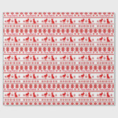 Red Nordic Boston Terrier Dog Christmas Cadeaupapier (Vlak)
