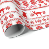 Red Nordic Chihuahua Dog Christmas Cadeaupapier (Rol Hoek)