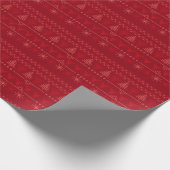 Red Nordic Fair Isle Christmas Wrapping Paper Cadeaupapier (Hoek)