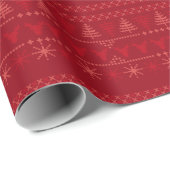 Red Nordic Fair Isle Christmas Wrapping Paper Cadeaupapier (Rol Hoek)
