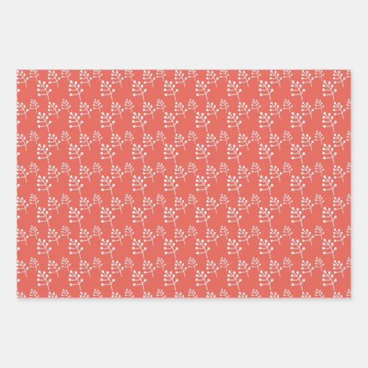 Red Nordic Folk Art Inpakpapier Vel (Voorkant 3)