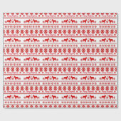 Red Nordic French Bulldog Christmas Cadeaupapier (Vlak)