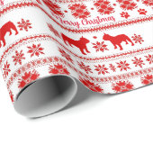 Red Nordic French Bulldog Christmas Cadeaupapier (Rol Hoek)
