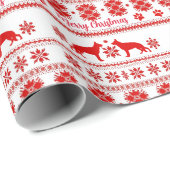 Red Nordic German Shepherd Dog Christmas Cadeaupapier (Rol Hoek)