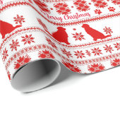 Red Nordic Golden Retriever Dog Christmas Cadeaupapier (Rol Hoek)