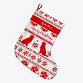 Red Nordic Golden Retriever Dog Christmas Grote Kerstsok (Voorkant (Hangend))