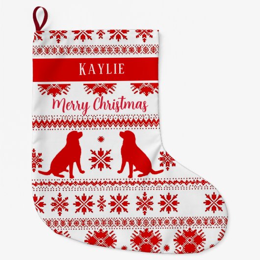 Red Nordic Labrador Retriever Dog Christmas Grote Kerstsok (Voorkant)