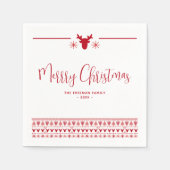 Red Nordic Merry Christmas Holiday Party Servetten (Voorkant)