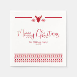 Red Nordic Merry Christmas Holiday Party Servetten